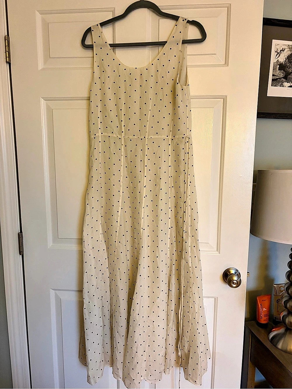 Rebecca Taylor Polka Dot Maxi Dress in Cream & Black Size 6 Like New